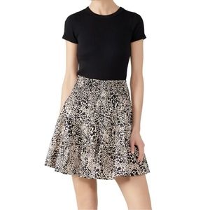 Rebecca Taylor LEOPARD SMOCKED MINI SKIRT